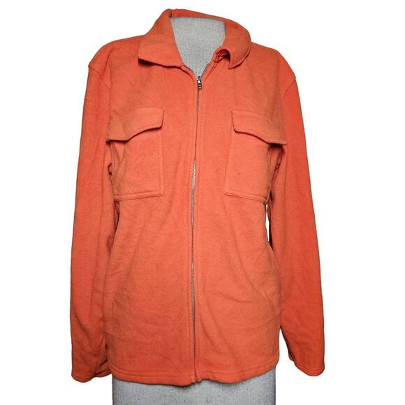 Orange Full Zip Fleese Cargo Jacket Size XL - Picture 1 of 3